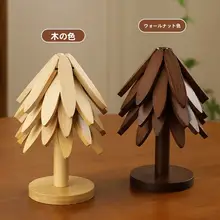 木製ツリーデザインの鍋敷き【おしゃれで実用的・テーブル用・耐熱】