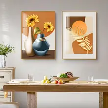 モダンデザインの静物花卉壁画【高級感あるリビング・ダイニングルーム用】