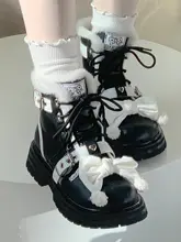 冬用 厚手フリースリボン付きロリータマーチンブーツ【雪道用】