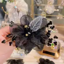 星柄オーガンジーのヘアゴム【エレガント・シンプルデザイン・ポニーテール用】