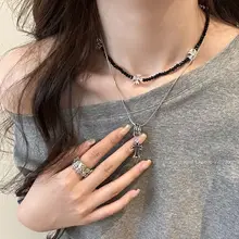 重ね付けに最適！ダブルクロスデザインネックレス【女性用・ロングチェーン・エレガント】