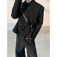ハイエンド感あふれる男性用短丈ジャケット【春夏用・ルーズフィット・テーラードデザイン】（セットアップ対応）