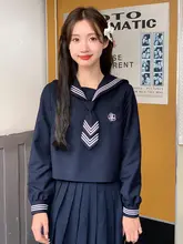 オリジナル JK風長袖学院風制服【無地セーラーシャツ・プリーツスカート・フルセット対応】
