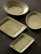 楕円皿 長皿 深皿 魚皿 粗陶 手づくり ヴィンテージ おしゃれ 家庭用 食器
