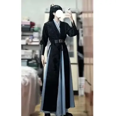 武侠風コスプレ黒色古装漢服【男用・スタイリッシュ・痩せ見え効果・カップル向け】（セットアップ対応）