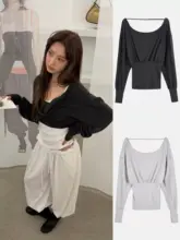 春夏向けの魅力的なオフショルダー透け感ブラウス【女性用・前後着用可能・フィット】