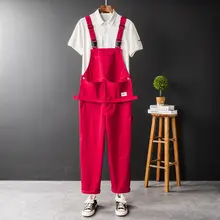 レトロ工装デザインのサロペットパンツ【ストレート・ワイドフィット・多ポケット】