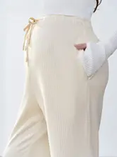 産前用 ワイドレッグパンツ【フィット・春秋用・小柄対応・腹部サポート】