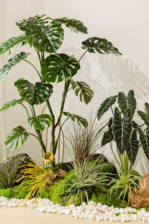 リアルなグリーンの造景用観葉植物【バルコニー装飾・インテリア用】