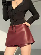 美しいシルエットを演出！アメリカンヴィンテージ風 低腰ショートパンツ【サイドジッパー・PUレザー・女性用】
