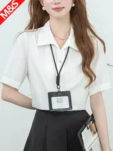 Vネック 白色短袖シャツ【夏用・ビジネス対応・女性用】
