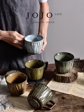 シンプルでレトロなデザインの陶器製マグカップ【家庭用・美しい外観】