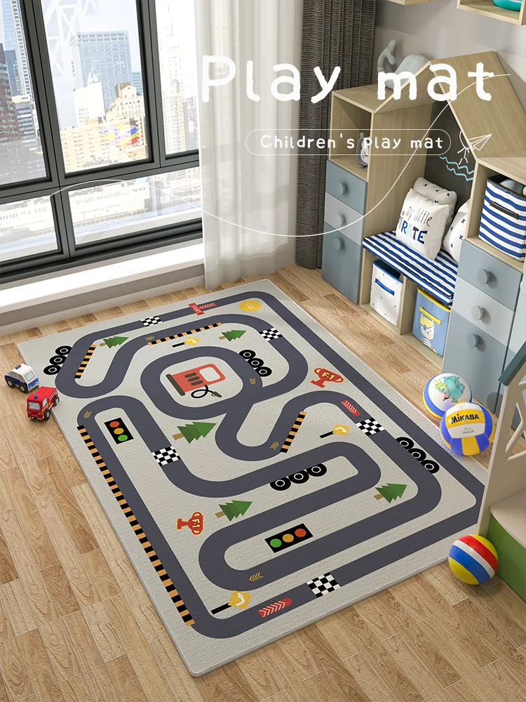 カラフルな子供用ゲームマット：幼児の学習環境に最適な交通・駐車場デザインの実用性解析