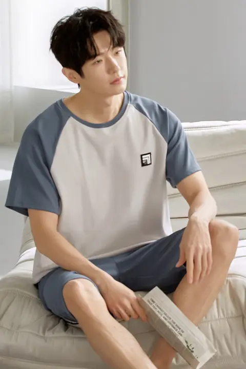 男性用 夏用 半袖パジャマ【ショートパンツ・シンプルデザイン・快適・外出可】（セットアップ対応）