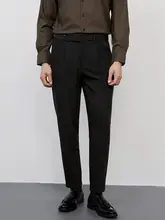 スラックス メンズ グレー スリムシルエット 防シワ加工 上品 ビジネス オフィスカジュアル 秋 「KARESINO」