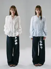 花柄ベルトデザインのゆったりトップス【甘さと可愛さを演出】