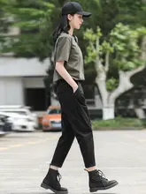 カキ色のレディース春秋用作業パンツ【小柄向け・ストレート・カジュアル・ハーレン・テーパード】（セットアップ対応）