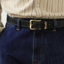 柒名氏 レトロアメリカンスタイル ブラスビット手動仕上げ イタリアンレザー製カジュアルベルト