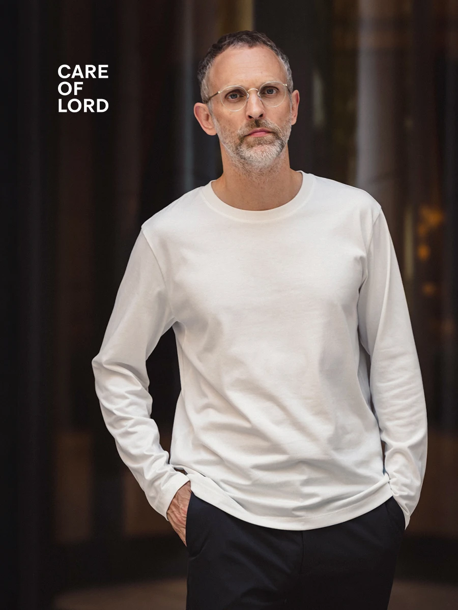 重厚感のあるコットン製 長袖Tシャツ【クルーネック・秋季用・メンズ】 春服 メンズ 通勤用 Tシャツ
