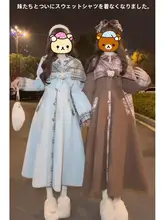 優雅な雰囲気漂うロングウールコート【韓国系・ピースデザイン・ロリータスタイル】