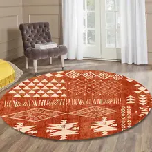 モロッコ製 円形カーペット【リビング・寝室用・アメリカンヴィンテージ・ボヘミアンスタイル・赤いクリスマスカーペット】