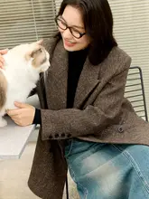 D+シリーズ カラフルドット ヴィンテージ風 パイピングアウターコート【ウール素材・冬用・大きいサイズ】