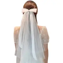 シンプルなロングウェディングベール【韓国スタイル・フォト撮影用・結婚証明書用】
