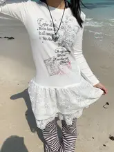 可愛いクマと美しいフラワーレター柄の三段レーススカートトップス【デザイン性抜群】