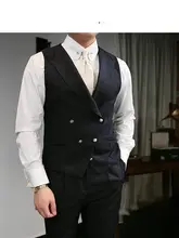 ダブルブレストのファッショナブルなベスト【カジュアル・結婚式用・男性用】（セットアップ対応）