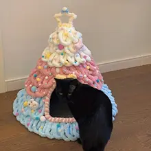 クリスマスツリー型猫ハウスDIYキット【冬用・厚手・閉じられたデザイン】（セットアップ対応）
