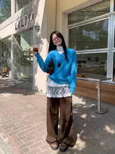カフェブラウンのワイドレッグデニムパンツ【レトロデザイン・ハイウエスト・ストレート】