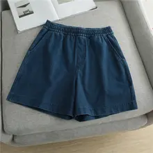 夏用 デニムショートパンツ【高腰・Aライン・ウエストゴム・ポケット付き】