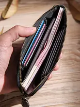 本革長財布【ジッパータイプ・シンプルデザイン・男性用・スマホポケット付き】