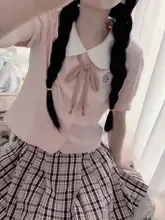 甘美な学院風のブルーシャツ【ドールカラー・ウエストシェイプ・短丈】