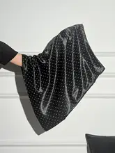 高腰デザインのブラックドット柄フレアスカート【気品あるAライン・防走光仕様】