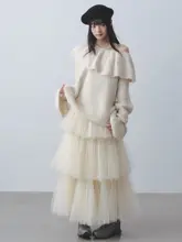 巫女風チュールスカート【クリームホワイト・多層・ふんわり】（セットアップ対応）