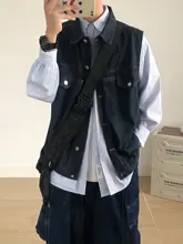 多ポケットのデニムベスト【メンズ・ワイドフィット・無袖・カジュアル】