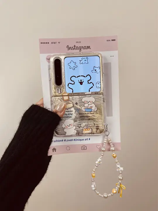 折りたたみ式スマートフォンケース【ポケット2対応・デザイン性のあるアート・ハンドストラップ付き】