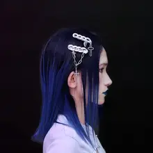 オリジナル手作りシルバーリンクヘアピン【サイバーパンクデザイン・メタリックカラー】