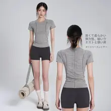 夏用 薄手ヨガウェア【通気性・フィットネス用・ショートスリーブ】