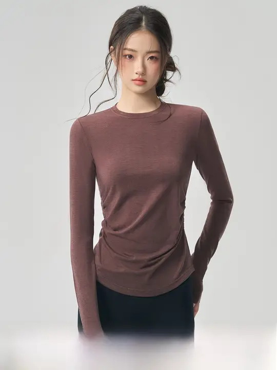 MITAOGIRL メリノウール製ランニングTシャツ【女性用・長袖・フィットネス・ヨガ対応】