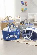 アルファベットデザインのコットンロープ編みマザー&ベビー用バスケット【取り外し可能な内袋・湿気分離・収納バスケット】