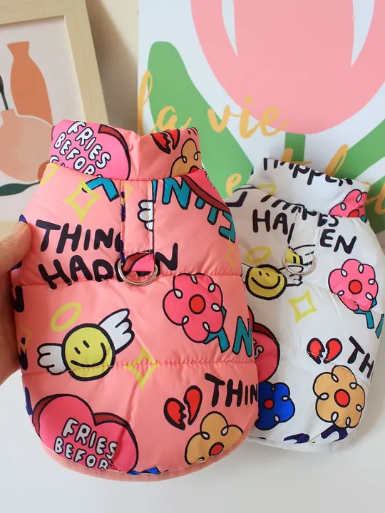 ペット服 犬 秋冬用 厚手 保温 コットンジャケット 冬用 カラフル ベスト