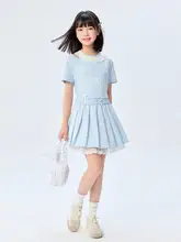 可愛らしいデザインの女児用半身スカート【韓国風・夏用・甘めスタイル】（セットアップ対応）