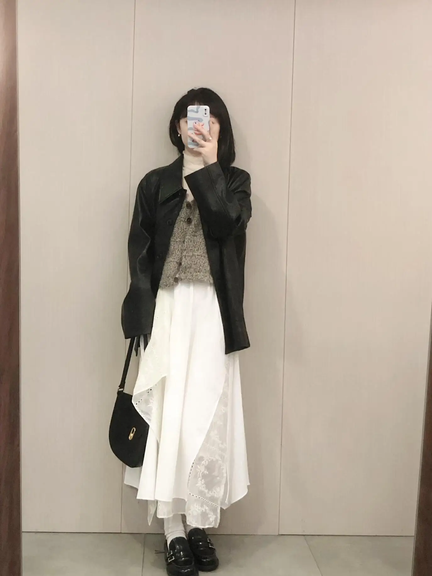 ロマンチックなフランス風不規則刺繍レースフリル付きゴムウエストスカート：20代女性の日常着に最適なA型中長裙