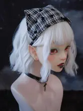 ハンドメイド ブラックホワイトチェック愛です三角巾ヘアバンド【アンダーグラウンドスタイル】