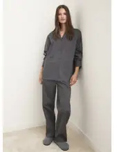 シンプルなコットン製ホームウェア【長ズボン・フィット・秋用】（セットアップ対応）