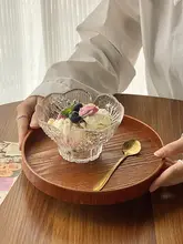 花びら浮彫りガラス デザートボウル 家庭用 アイスクリーム ハードクリア 高級感