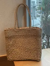 大容量の編み込みトートバッグ【草編み・ショルダー・ビーチ用】