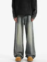 冬季用 メンズデニムパンツ【ウォッシュ加工・フリースライニング・ワイドレッグ・フィット】